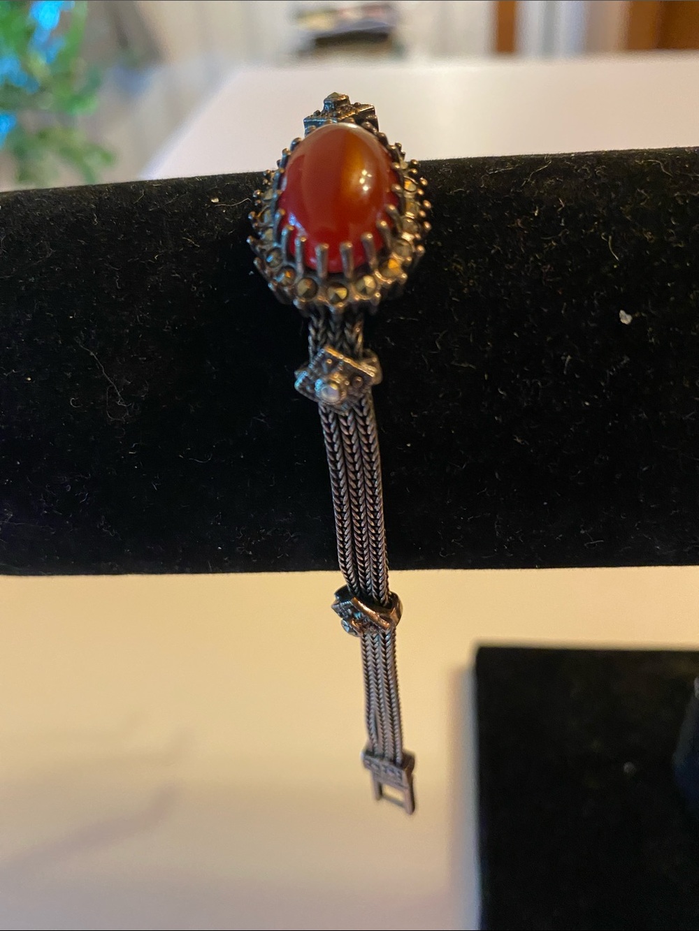 Sterling Silver Red Carnelian Bracelet